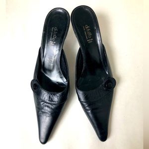 Di Foffo pointed toe heeled mulea black leather size 9